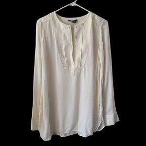 Vince US Women's Size S Yoke Front Trapunto Tunic Top Gauzy Lightweight Roll-Tab